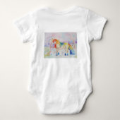 ユニコーン かわいい ファースト バースデー パステル 水彩 ベビーボディスーツ (裏面)