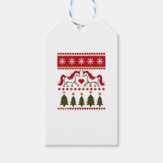 ユニコーン ださいクリスマスセーター パーティーTシャツ (2) ギフトタグ