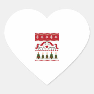 ユニコーン ださいクリスマスセーター パーティーTシャツ (2) ハートシール
