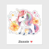 ユニコーン・アニメ・ガールの花 シール (シート)
