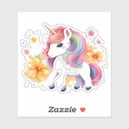 ユニコーン・アニメ・ガールの花 シール