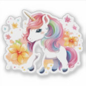 ユニコーン・アニメ・ガールの花 シール (正面)
