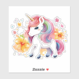 ユニコーン・アニメ・ガールの花 シール