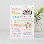 ユニコーン アフロ パフ バースデー インビテーション (スタンド正面)