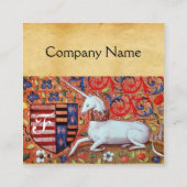 ユニコーン/アンティークフローラブラウンパーチメントモノグラム スクエア名刺 (裏面)