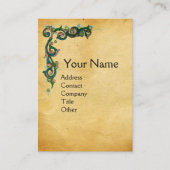 ユニコーン/アンティークフローラブラウンパーチメントモノグラム 名刺 (正面)