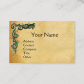 ユニコーン/アンティークフローラブラウンパーチメントモノグラム 名刺 (正面)