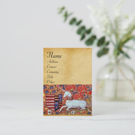 ユニコーン/アンティークブラウンパーチメントモノグラム 名刺 (スタンド正面)