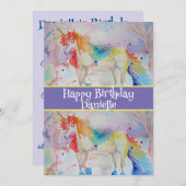 ユニコーン アート 子供 女の子 誕生日 招待状 (正面/裏面)