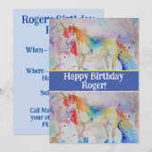 ユニコーン アート 子供 男の子 誕生日 招待状 (正面/裏面)