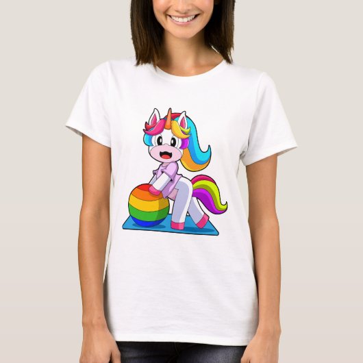 ユニコーン エクササイズ 体操 フィットネス Tシャツ (正面)