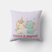 ユニコーン＆エレファント | 魔法の友達 インテリア 子供部屋 クッション (裏面)