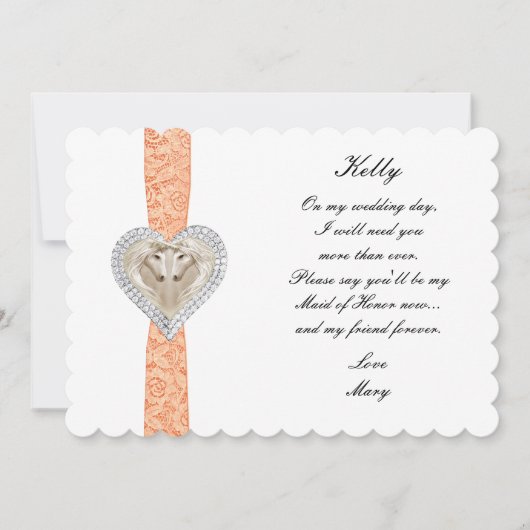 ユニコーン オレンジ ラック ウェディング メイド オブ オナー カード (正面)
