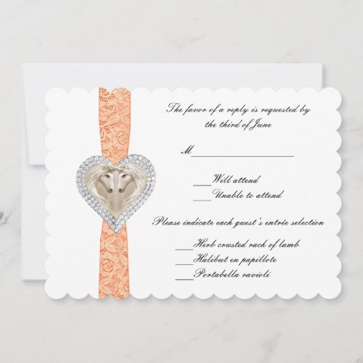 ユニコーン オレンジ ラッセル 結婚式 返信カード 招待状 (正面)