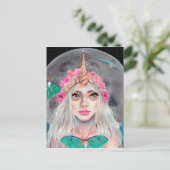 ユニコーン・ガールと彼女のルナ・モス、オリジナル・アート ポストカード (スタンド正面)