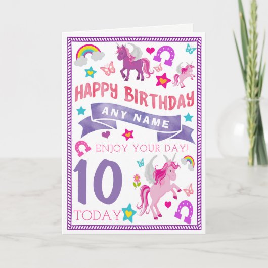 ユニコーン・ガールズ・パーソナライズされた誕生日・カード カード (正面)