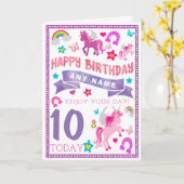 ユニコーン・ガールズ・パーソナライズされた誕生日・カード カード (黄色い花)