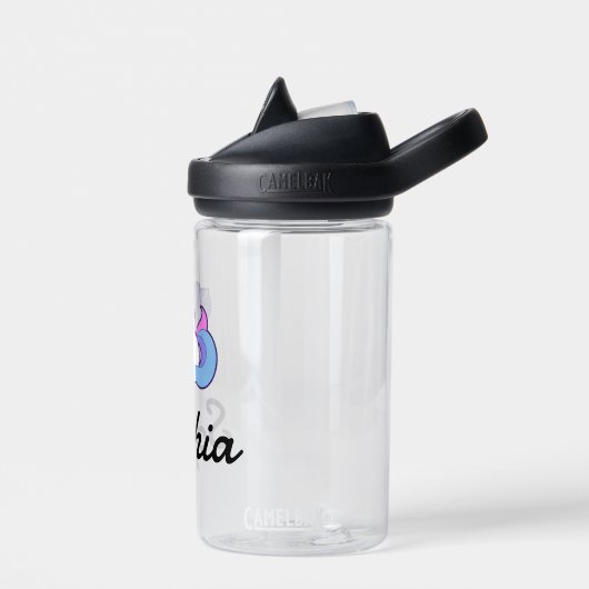 ユニコーン・キッズネームパーソナライズされたスクール ウォーターボトル (左面)