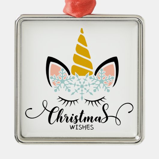 ユニコーン・クリスマスの願い メタルオーナメント (正面)