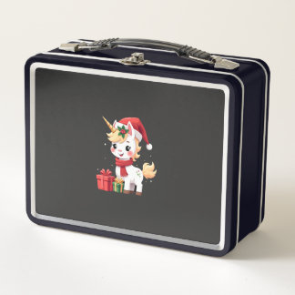 ユニコーン クリスマス オーナメント サンタ ユニコーン Xmas T- メタルランチボックス