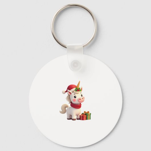 ユニコーン クリスマス 装飾 サンタ ユニコーン Xmas T- キーホルダー (正面)