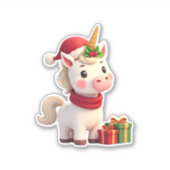 ユニコーン クリスマス 装飾 サンタ ユニコーン Xmas T- シール (正面)