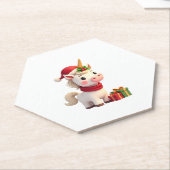 ユニコーン クリスマス 装飾 サンタ ユニコーン Xmas T- ペーパーコースター (アングル)