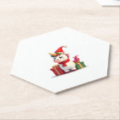 ユニコーン クリスマス 装飾 サンタ ユニコーン Xmas T- ペーパーコースター (アングル)