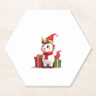 ユニコーン クリスマス 装飾 サンタ ユニコーン Xmas T- ペーパーコースター