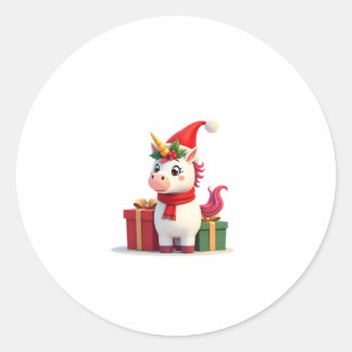 ユニコーン クリスマス 飾り サンタ ユニコーン クリスマス T- ラウンドシール