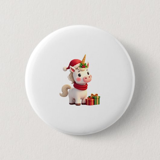 ユニコーン クリスマス 飾り サンタ ユニコーン クリスマス T- 缶バッジ (正面)