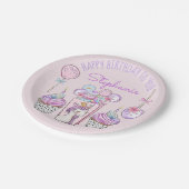 ユニコーン「ケーキポップ」と「ムーンパイ」ガーリー誕生日 ペーパープレート (アングル)