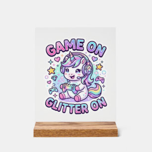 ユニコーン ゲーム グリッター グラフィック デザイン グッズ で アクリルサイン