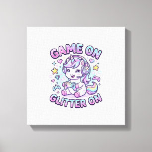 ユニコーン ゲーム グリッター グラフィック デザイン グッズ で キャンバスプリント
