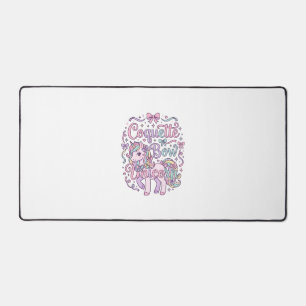 ユニコーン コケット リボン ユニコーン かわいい パステル グラフィック T デスクマット