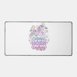 ユニコーン コズミック ホーン エナジー かわいい パステル グラフィックTシャツ デスクマット