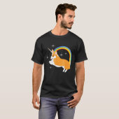 ユニコーン コーギー かわいい 子犬 虹 スパークルTシャツ Tシャツ (正面フル)