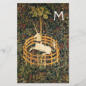 ユニコーン，ゴシックファンタジーの花，フローラモノラル 便箋 (正面)