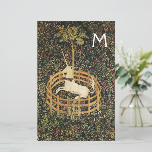 ユニコーン，ゴシックファンタジーの花，フローラモノラル 便箋 (スタンド正面)