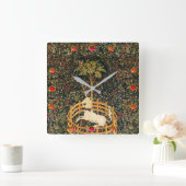 ユニコーン・ゴシックファンタジー花・フローラモチーフ スクエア壁時計 (ホーム)