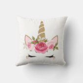 ユニコーン ゴールド フラワー かわいい おしゃれ クッション (裏面)