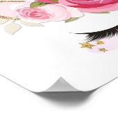 ユニコーン ゴールド フラワー かわいい おしゃれ ポスター (角)