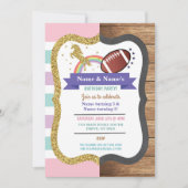 ユニコーン&サッカー共同ボーイガール誕生日ラグビー 招待状 (正面)