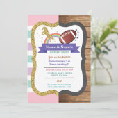 ユニコーン&サッカー共同ボーイガール誕生日ラグビー 招待状 (スタンド正面)