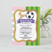 ユニコーン&サッカー共同誕生日ガールボーイスポーツ 招待状 (スタンド正面)