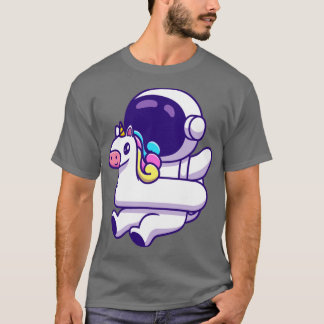 ユニコーン・スイミングタイヤを履いたかわいい宇宙飛行士 Tシャツ