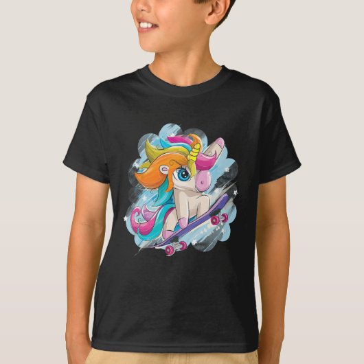 ユニコーン スケートボード Tシャツ 女の子 女性 スケートボード (正面)