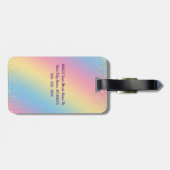 ユニコーン&スパークリレインボー金ゴールドグリッター名前をカスタムする ラゲッジタグ (裏面横)