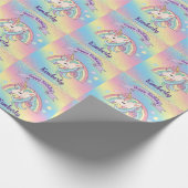 ユニコーン&スパークリレインボー金ゴールドグリッター ラッピングペーパー (角)