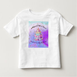 ユニコーン スパークル ブルー パープル ケーキ 誕生日 トドラーTシャツ